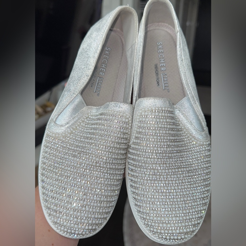 Skechers Women's Sparkling Slip-On Shoes - Silver